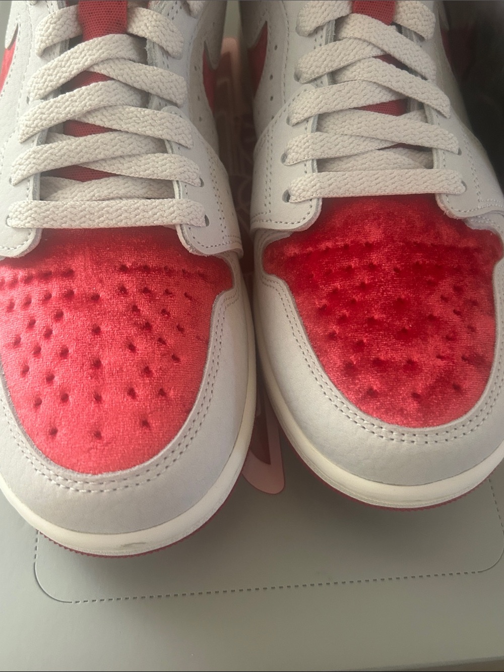 BNIB Nike Jordan BNIB Gray Shoe Box with red  Logo Accent Womens 8.5 - Picture 14 of 15